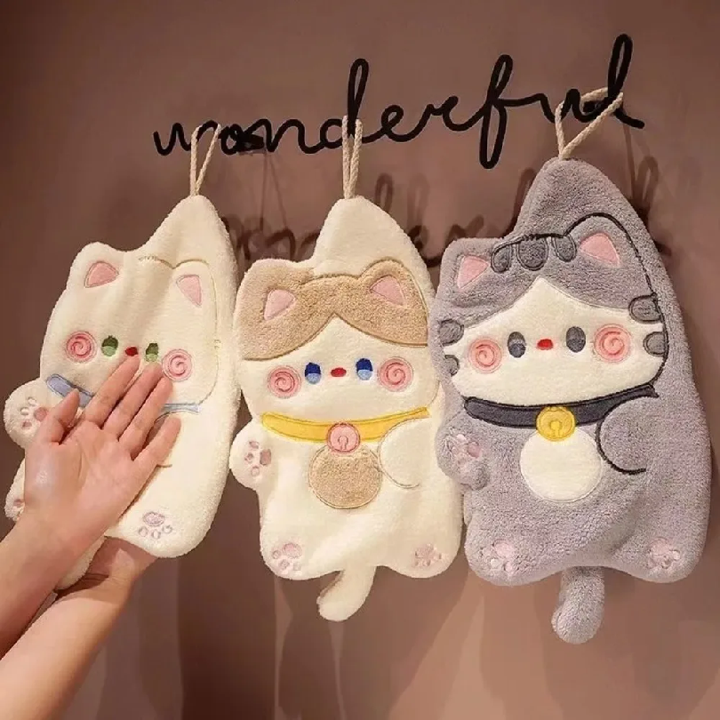 Home Bathroom Cleaner - Cute Cat Hand Towel Quick Drying