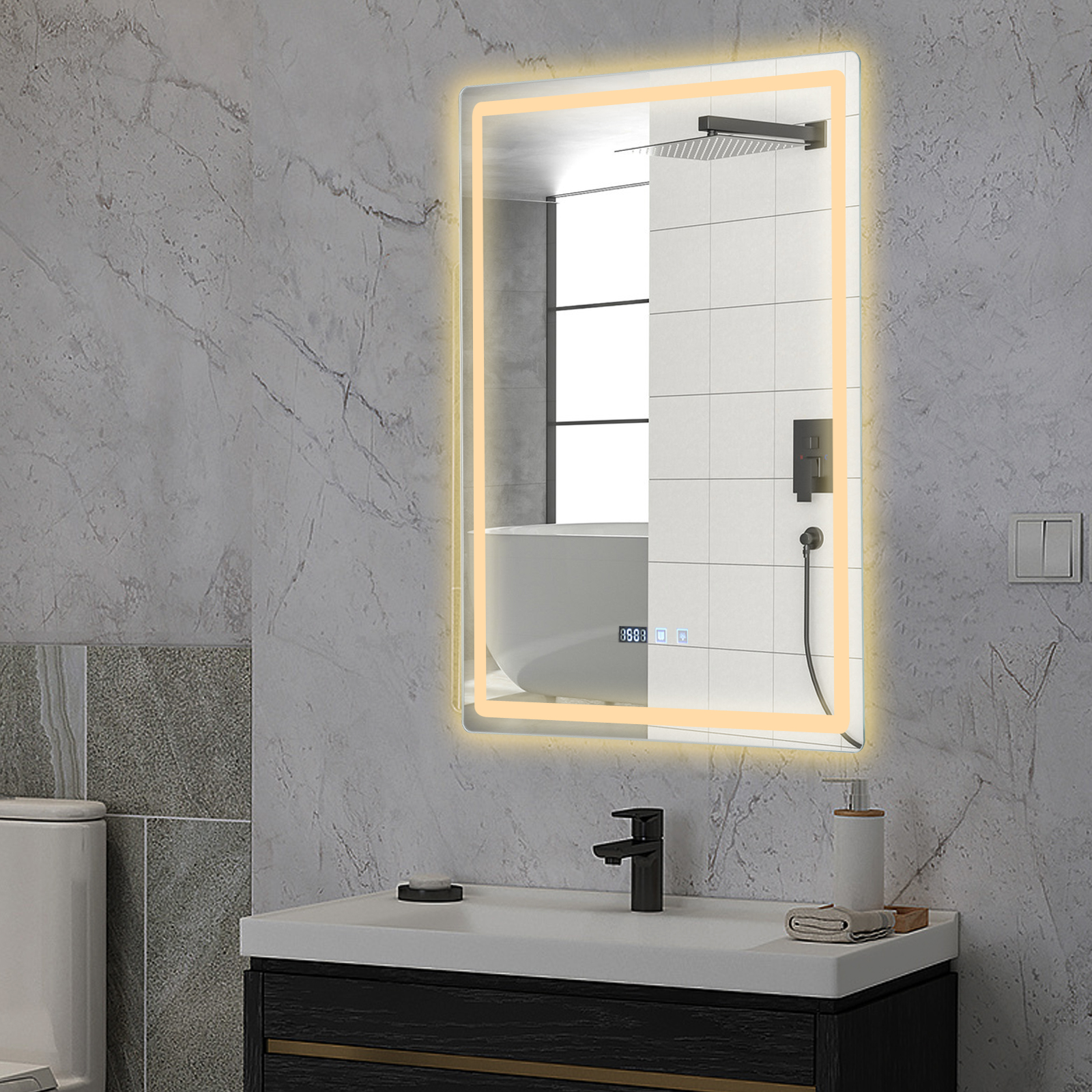 Bathroom Mirror Led - LED Bathroom Wall Mirror, Smart Anti-Fog