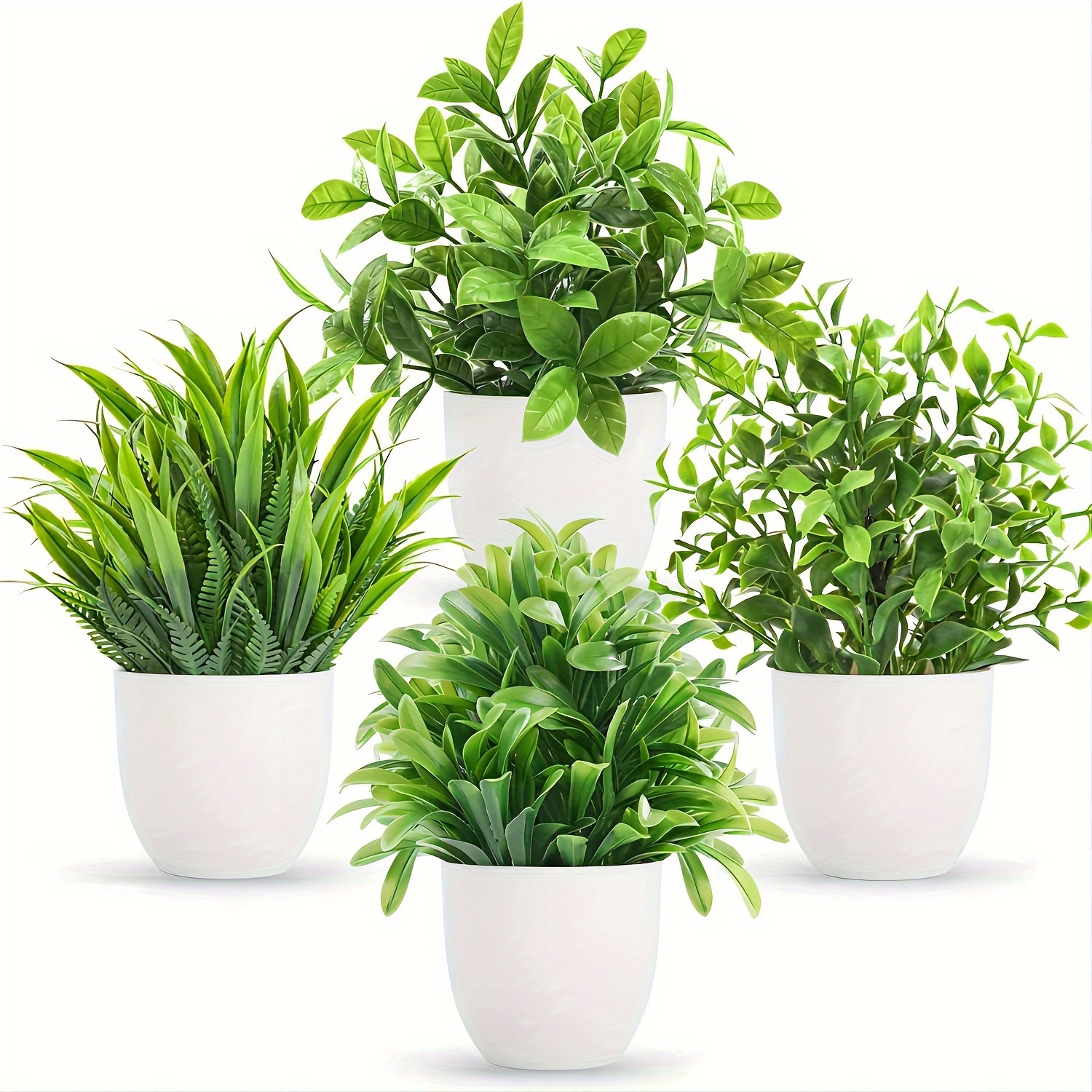Home Bathroom Shelf - 4pcs Mini Artificial Potted Plants Fake