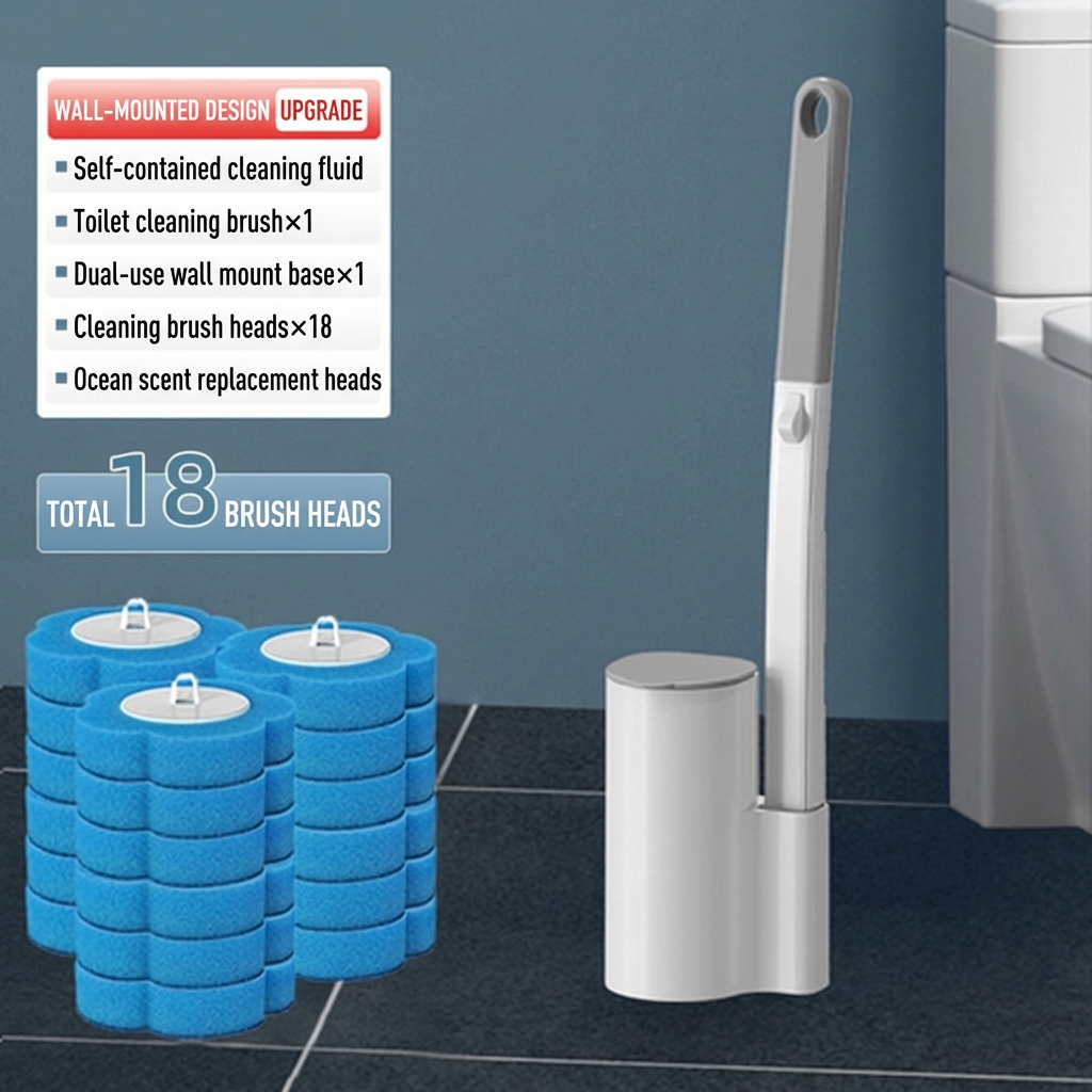 Home Bathroom Cleaner - Wall-Mounted Toilet Cleaning Kit, 40cm Long