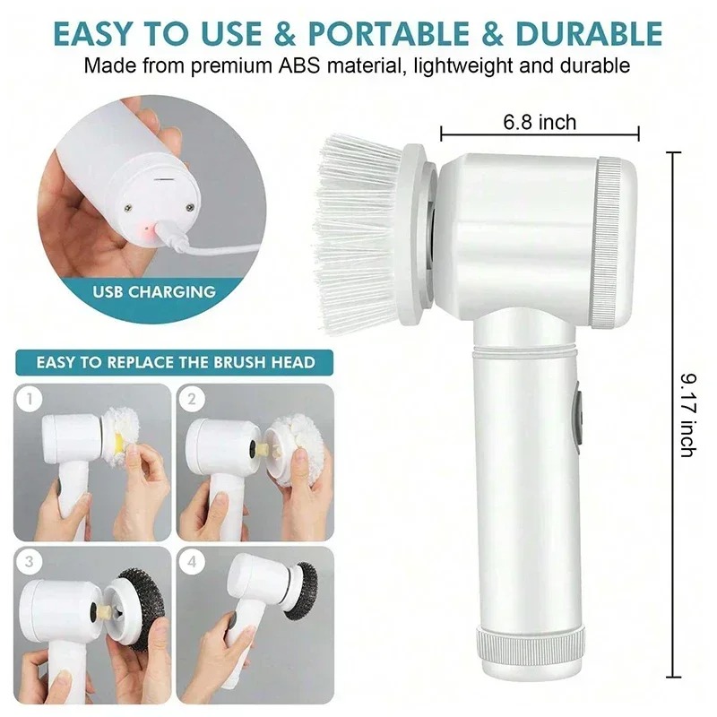 Home Bathroom Cleaner - Electric Power Spin Scrubber 5 in