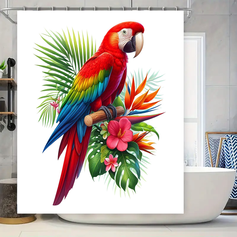 Home Bathroom Decor Ideas - Vibrant Parrot Shower Curtain Tropical Bird