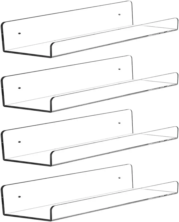 Home Bathroom Shelf - Clear Acrylic Floating Shelves Display Ledge,