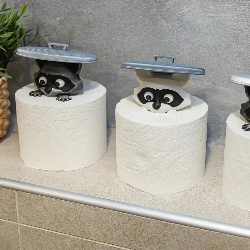 Home Bathroom Decor Ideas - Black and White Cute Raccoon Toilet