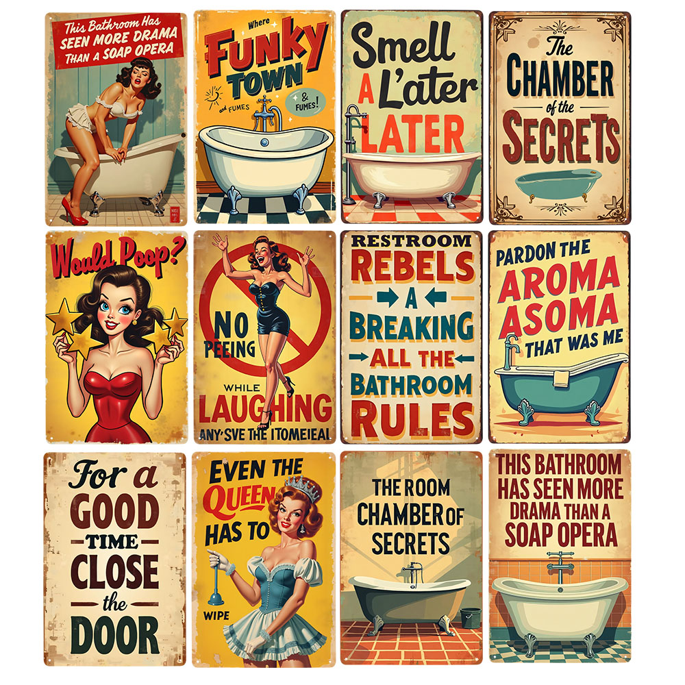 Funny Bathroom Rules Vintage M – Home Bathroom Decor Ideas recenzja i cena