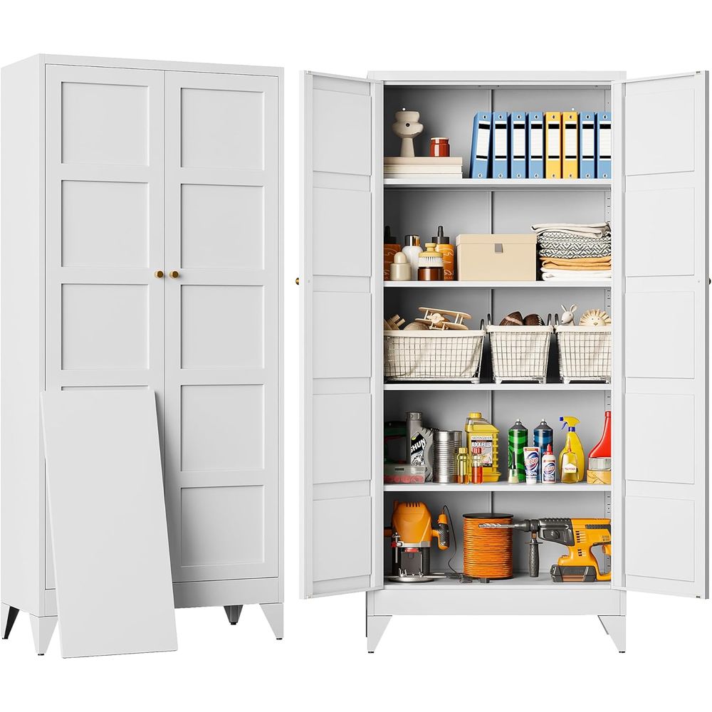 White Tall Metal Storage Cabin – Home Bathroom Shelf recenzja i cena