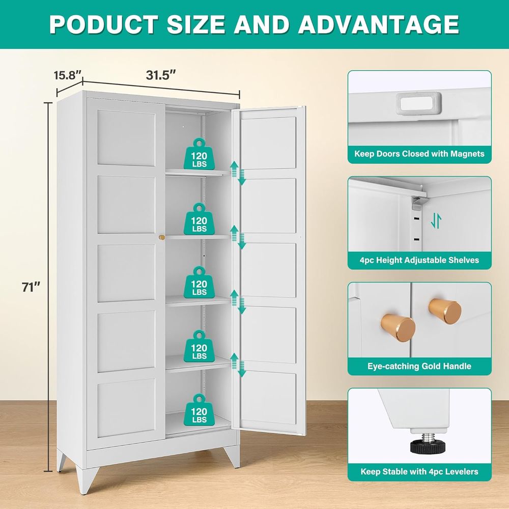 White Tall Metal Storage Cabin – Home Bathroom Shelf recenzja i cena