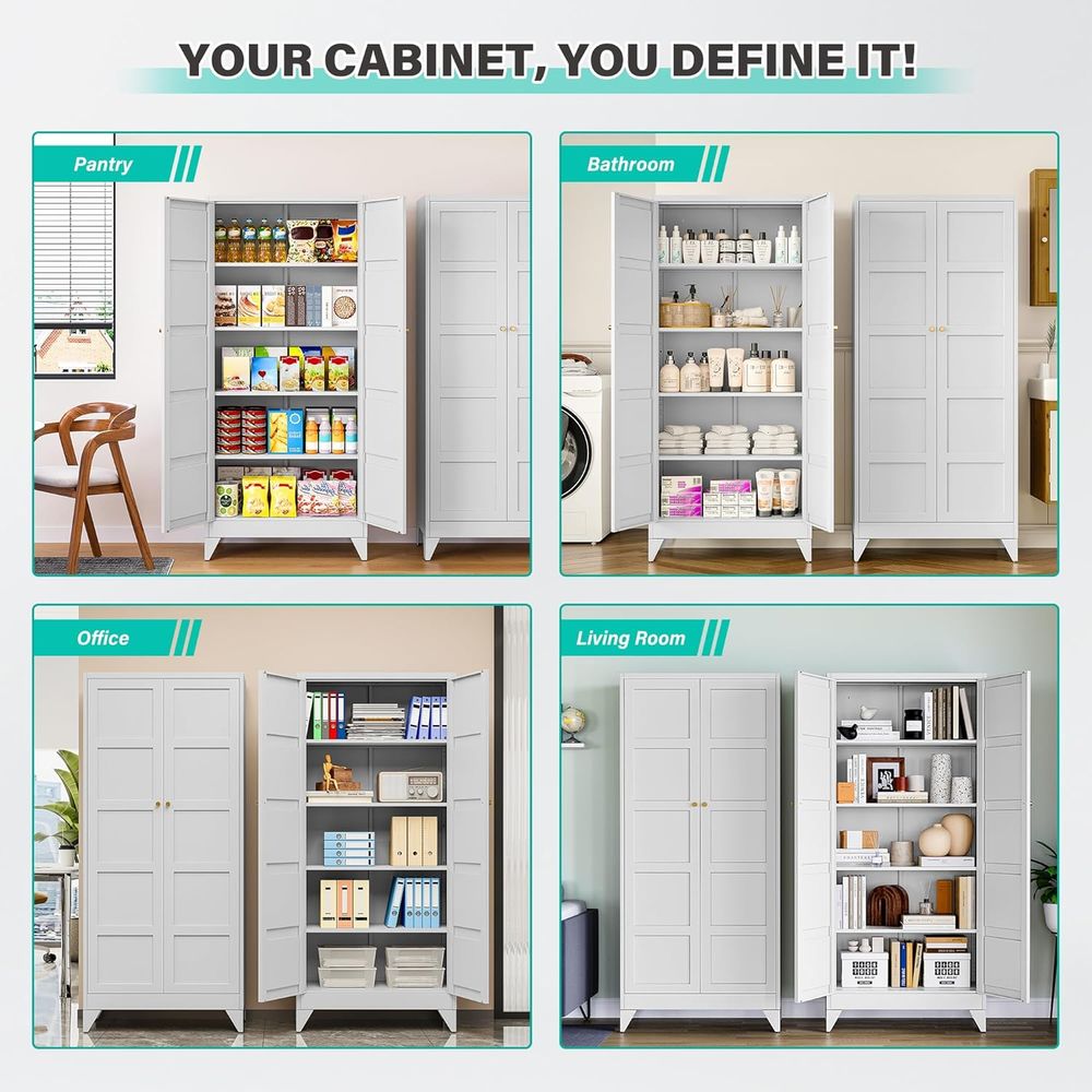 White Tall Metal Storage Cabin – Home Bathroom Shelf recenzja i cena