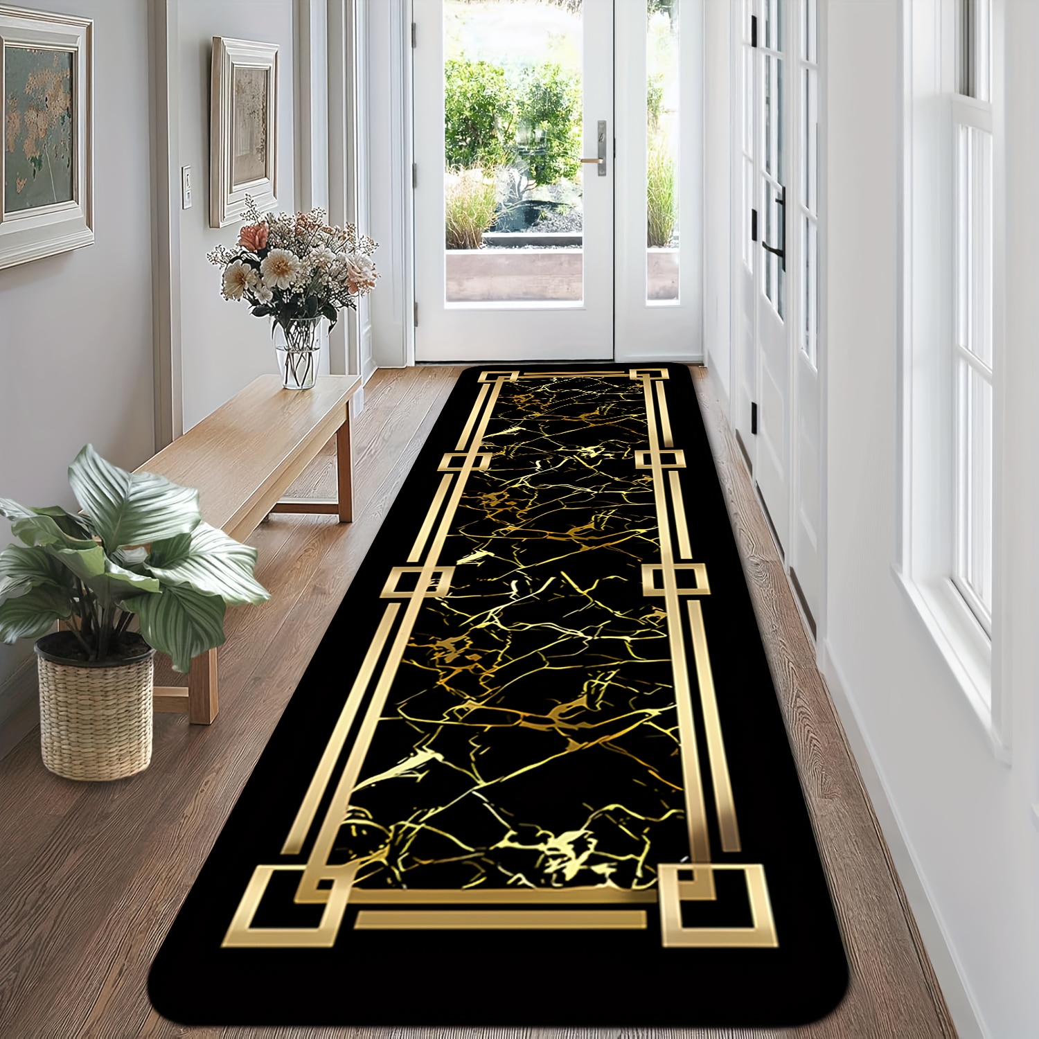 Black Gold Marble Geometric Bo – Home Living Bathroom Vanity recenzja i cena
