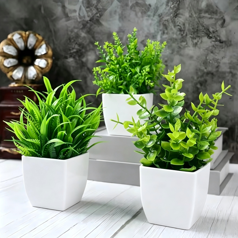 Mini Artificial Potted Plants  – Home Bathroom Shelf recenzja i cena