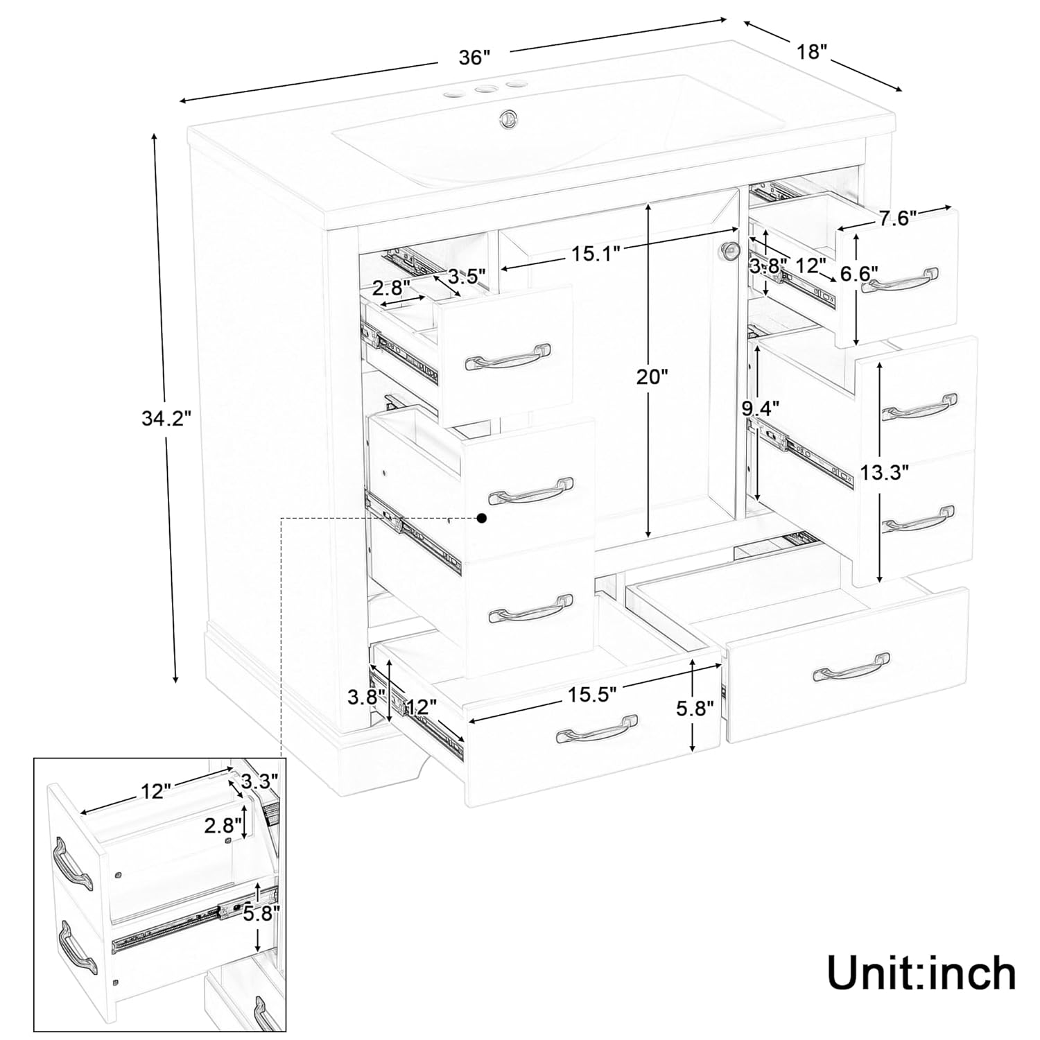36in Bathroom Vanity Cabinet w – Home Bathroom Shelf recenzja i cena