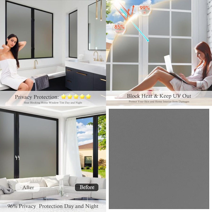 Window Privacy Film Frosted Gl – Home Bathroom Window Tint recenzja i cena