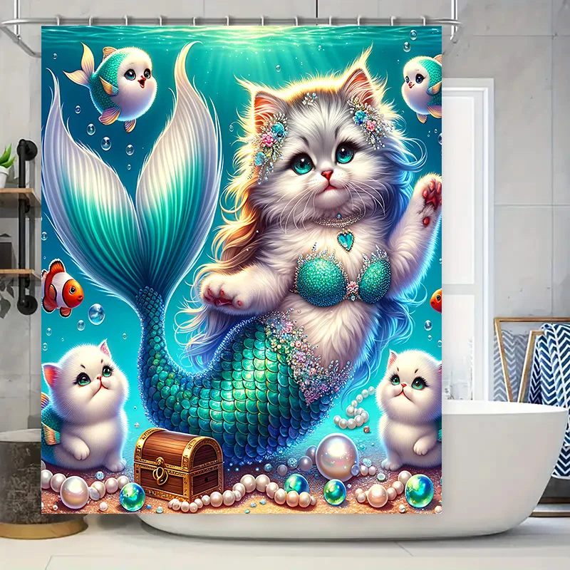 Shower Curtain Mermaid Cat Fis – Home Bathroom Decor Ideas recenzja i cena