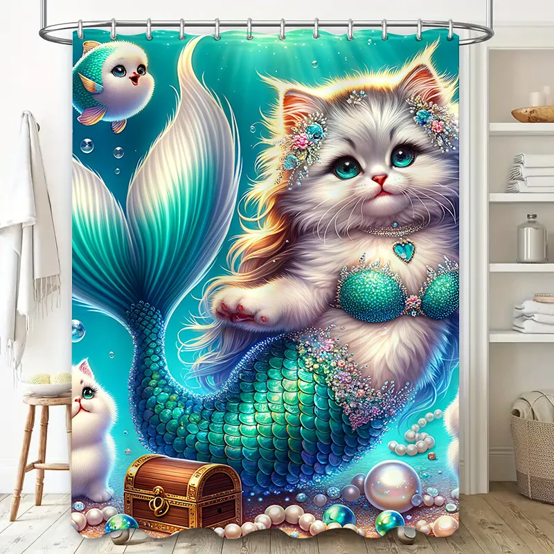 Shower Curtain Mermaid Cat Fis – Home Bathroom Decor Ideas recenzja i cena