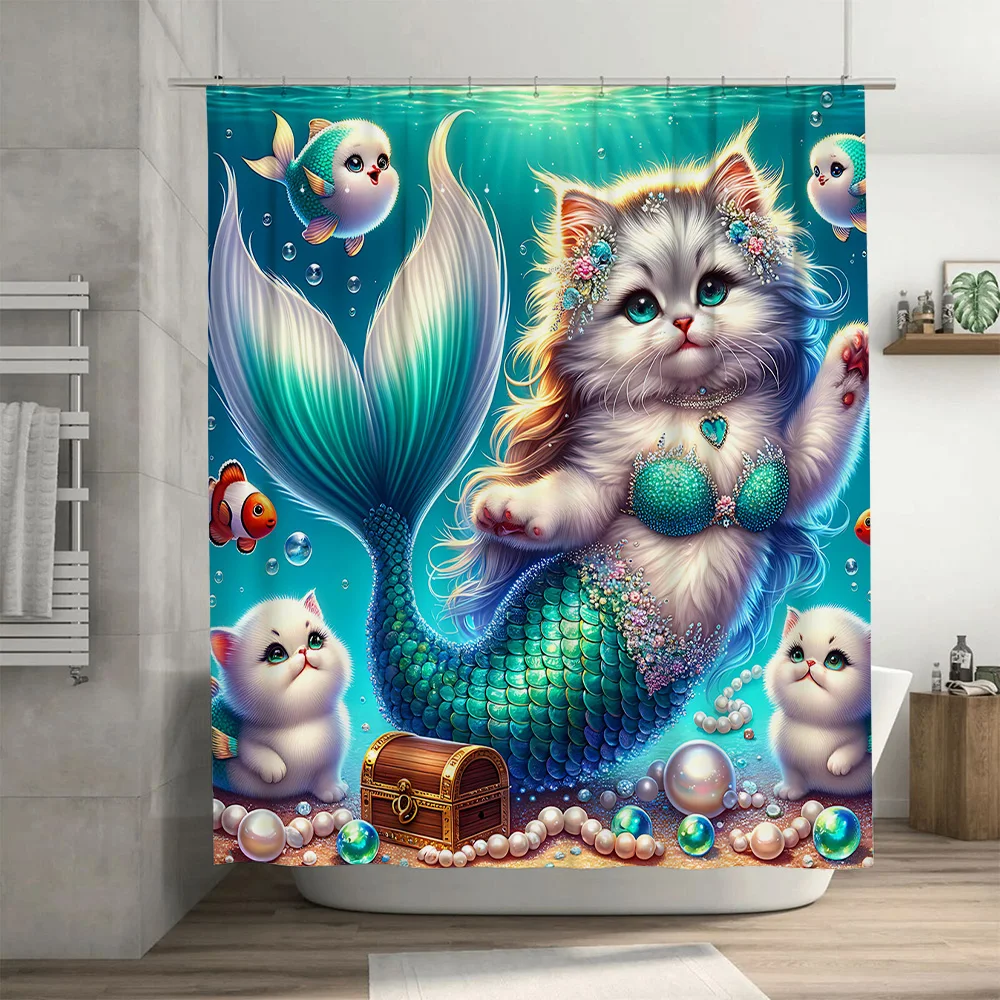Shower Curtain Mermaid Cat Fis – Home Bathroom Decor Ideas recenzja i cena