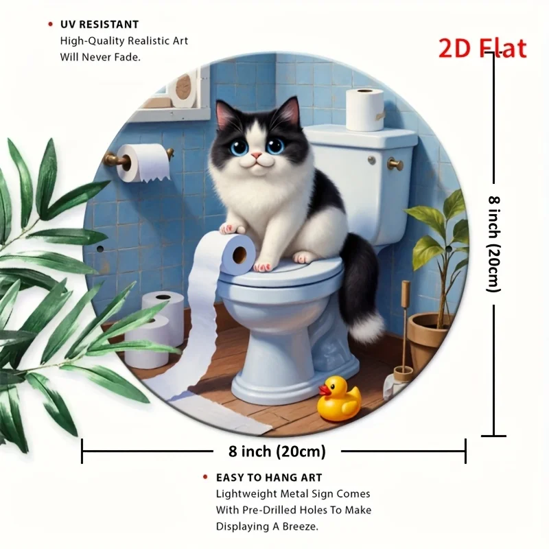2D Metal Sign Funny Cat On Toi – Home Bathroom Decor Ideas recenzja i cena
