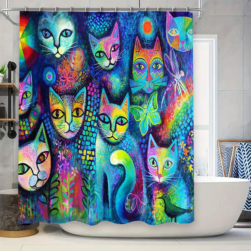 Cat Shower Curtain Artistic An – Home Bathroom Decor Ideas recenzja i cena