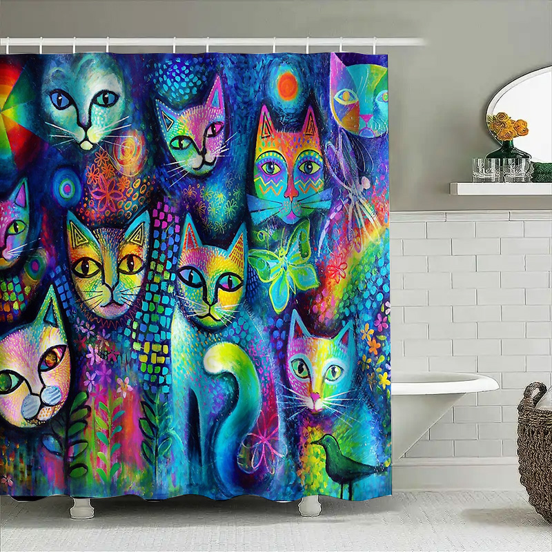 Cat Shower Curtain Artistic An – Home Bathroom Decor Ideas recenzja i cena