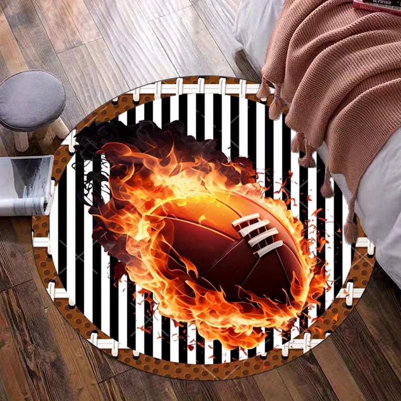 Flaming Football Round Rug for – Home Bathroom Decor Ideas recenzja i cena