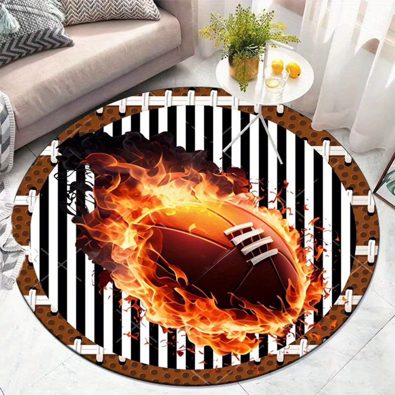 Flaming Football Round Rug for – Home Bathroom Decor Ideas recenzja i cena