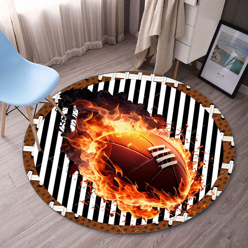 Flaming Football Round Rug for – Home Bathroom Decor Ideas recenzja i cena