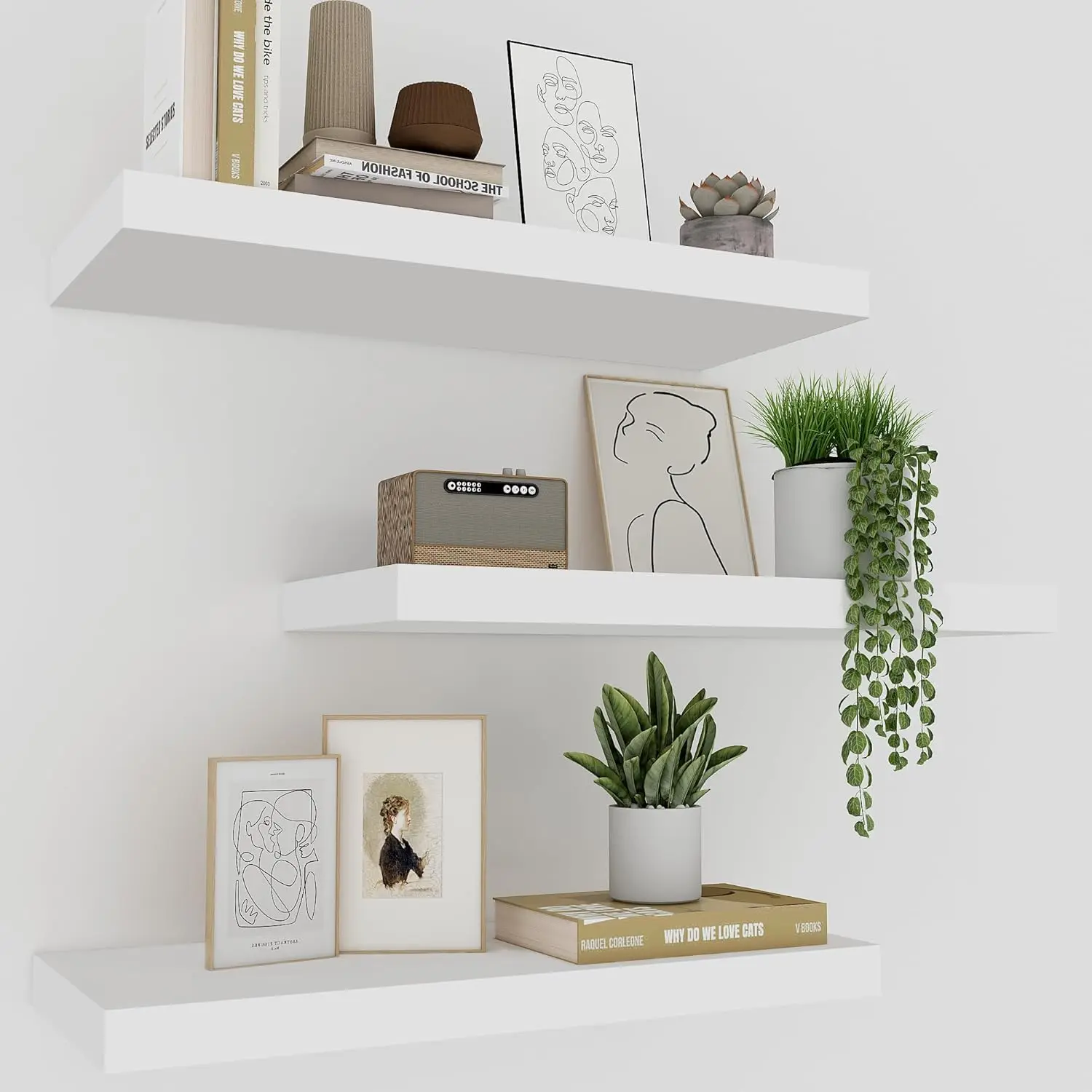Set of 3 White Floating Shelve – Home Bathroom Shelf recenzja i cena