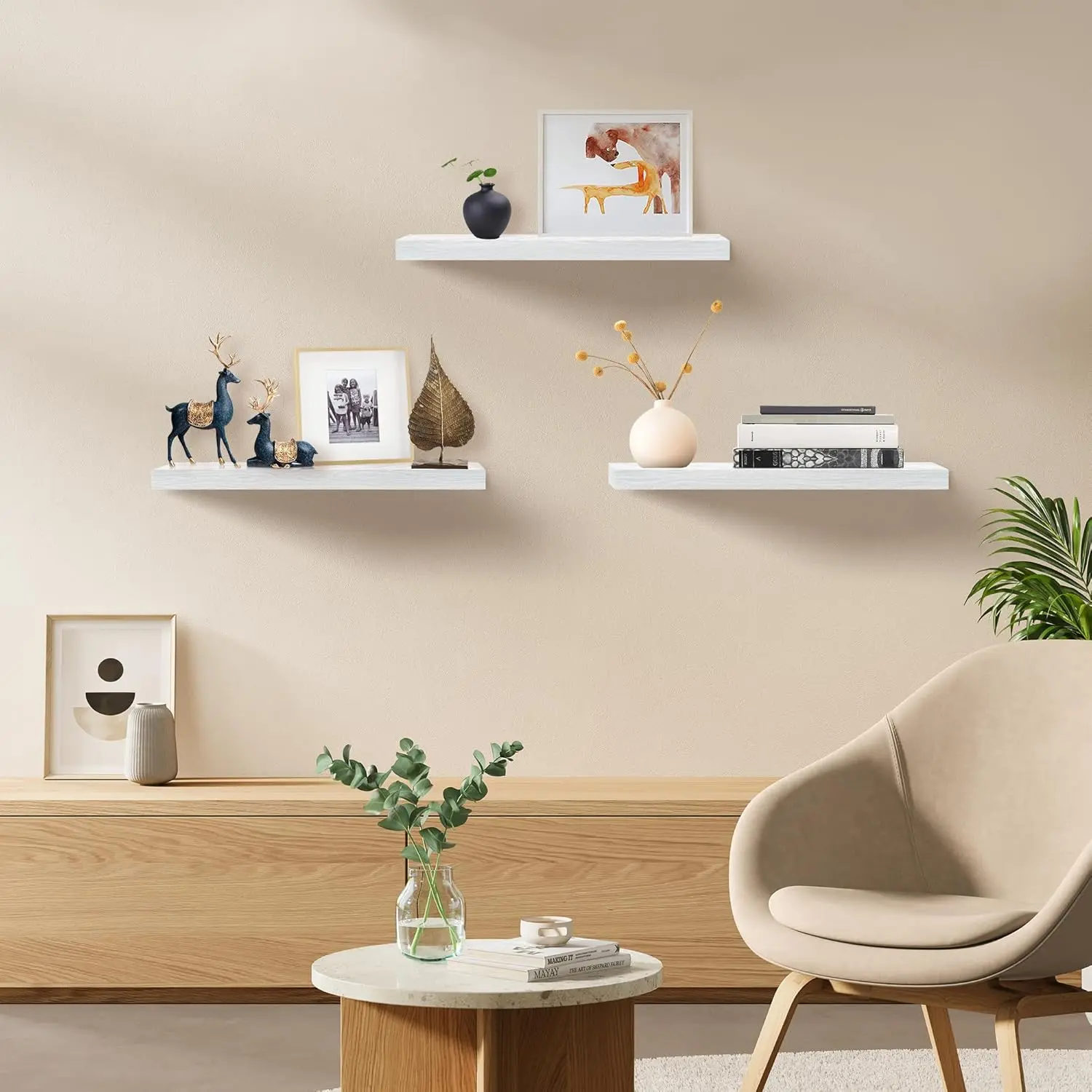 Set of 3 White Floating Shelve – Home Bathroom Shelf recenzja i cena