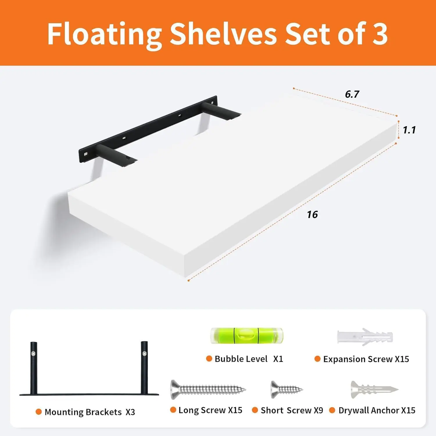 Set of 3 White Floating Shelve – Home Bathroom Shelf recenzja i cena
