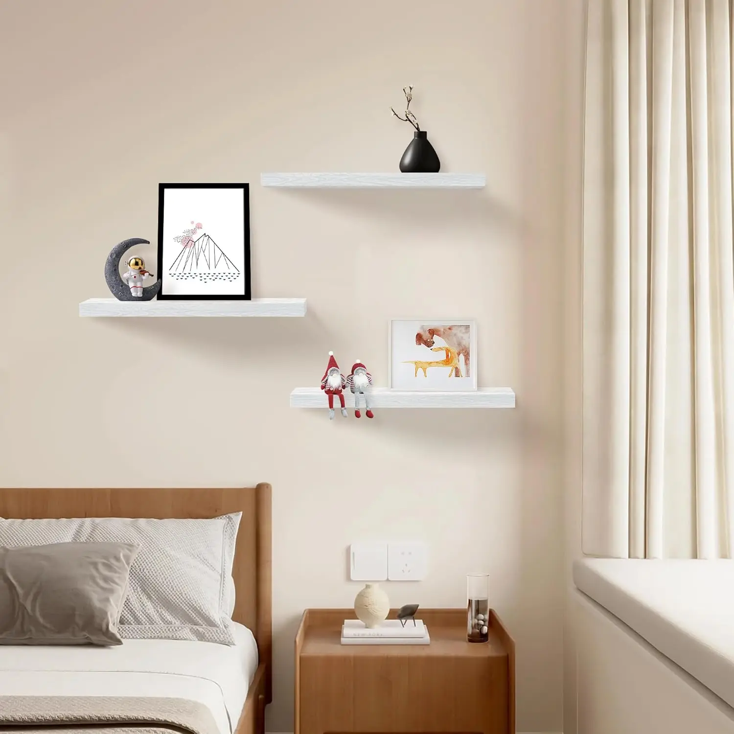 Set of 3 White Floating Shelve – Home Bathroom Shelf recenzja i cena